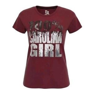 SOUTH CAROLINA Gamecocks Women's Tee Medium Sequin 100%‎ Carolina Girl Old Money